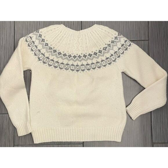 Lauren Ralph Lauren Women Beaded Embellished Fair Isle Wool Blend Sweater Size S - Picture 4 of 6